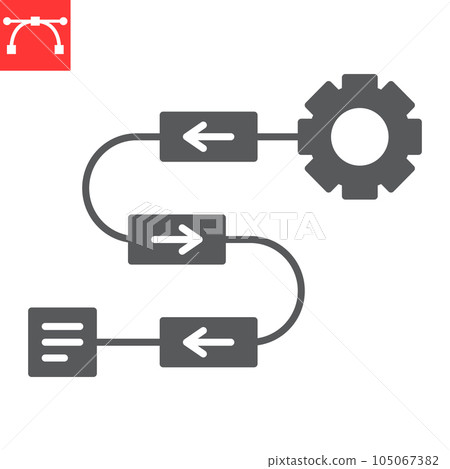 Workflow glyph icon, technology and artificial intelligence, digital solution vector icon, vector graphics, editable stroke solid sign, eps 10. 105067382