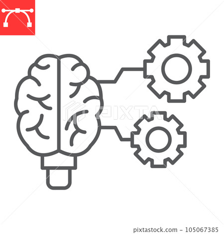 Machine learning line icon, technology and artificial intelligence, self-learning vector icon, vector graphics, editable stroke outline sign, eps 10. Machine learning line icon, technology and artificial intelligence, self-learning vector icon, vector graphics, editable stroke outline sign, eps 10. 105067385