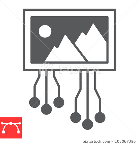 AI generated image glyph icon, technology and artificial intelligence, cryptoart vector icon, vector graphics, editable stroke solid sign, eps 10. AI generated image glyph icon, technology and artificial intelligence, cryptoart vector icon, vector graphics, editable stroke solid sign, eps 10. 105067386