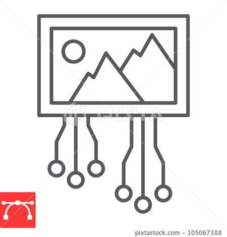 AI generated image line icon, technology and artificial intelligence, cryptoart vector icon, vector graphics, editable stroke outline sign, eps 10. AI generated image line icon, technology and artificial intelligence, cryptoart vector icon, vector graphics, editable stroke outline sign, eps 10. 105067388
