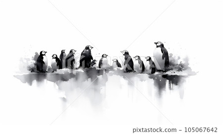 Generative AI, Arctic Unity: Watercolor Drawing of Penguins Huddling Together Generative AI, Arctic Unity: Watercolor Drawing of Penguins Huddling Together 105067642