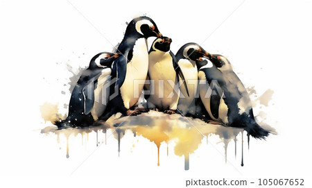 Generative AI, Arctic Unity: Watercolor Drawing of Penguins Huddling Together Generative AI, Arctic Unity: Watercolor Drawing of Penguins Huddling Together 105067652