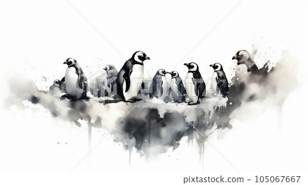 Generative AI, Arctic Unity: Watercolor Drawing of Penguins Huddling Together Generative AI, Arctic Unity: Watercolor Drawing of Penguins Huddling Together 105067667