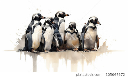 Generative AI, Arctic Unity: Watercolor Drawing of Penguins Huddling Together Generative AI, Arctic Unity: Watercolor Drawing of Penguins Huddling Together 105067672