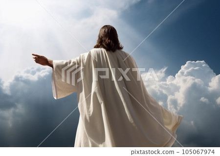 Concept of God, Heaven, and Second Coming in bright sky. Generative Ai. 105067974