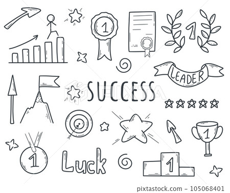 Hand drawn success set vector illustration Hand drawn success set vector illustration 105068401