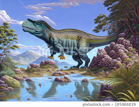 Theropod carnivorous dinosaur - Generative AI 105068839