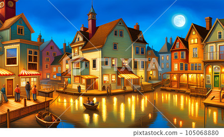 Beautiful little village - Generative AI 105068880