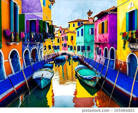 Venice canal, Italy - Generative AI 105068881