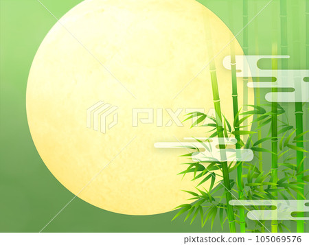 Full moon and bamboo grove shining in the night Full moon and bamboo grove shining in the night 105069576