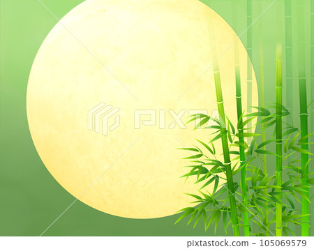 Full moon and bamboo grove shining in the night Full moon and bamboo grove shining in the night 105069579
