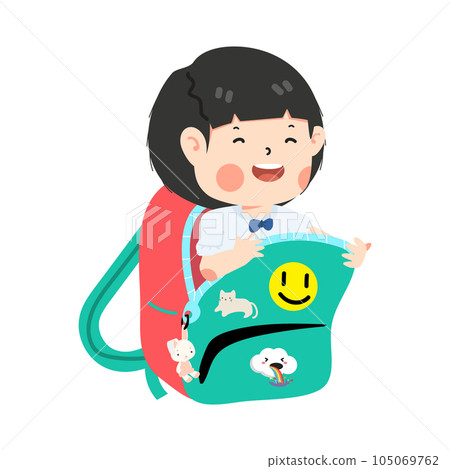 Cute girl student in a bag Cute girl student in a bag 105069762