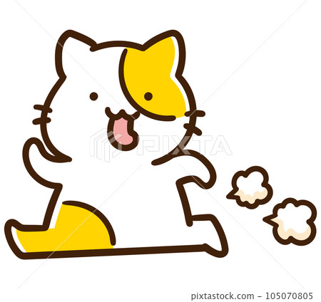 Handwritten style illustration of a cute cat character dashing Handwritten style illustration of a cute cat character dashing 105070805