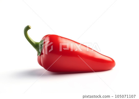 Close-up red chilli pepper isolated on white background. Generative AI 105071107
