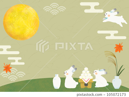 手繪可愛賞月兔相框（綠色） 105072173