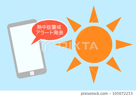 Heat stroke warning alert smartphone notification Heat stroke warning alert smartphone notification 105072253