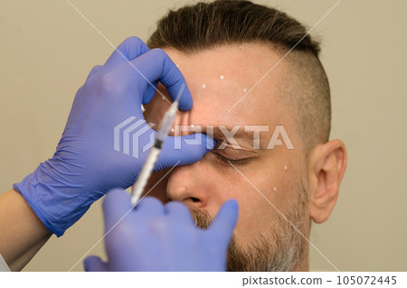 Anti-aging treatment on face with botulinum toxin 105072445