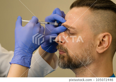 Anti-aging treatment on face with botulinum toxin 105072446