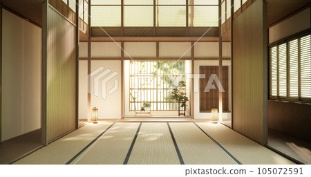 Interior, Empty room and tatami mat floor room japanese style. Interior, Empty room and tatami mat floor room japanese style. 105072591