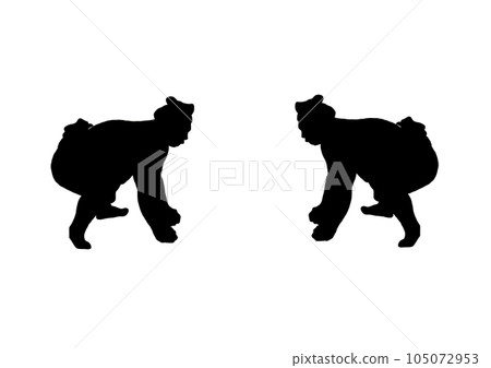 Sumo SUMOU tackle silhouette Sumo SUMOU tackle silhouette 105072953
