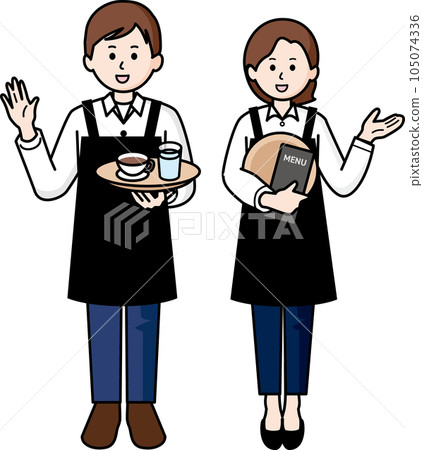 Cafe clerk men and women Cafe clerk men and women 105074336