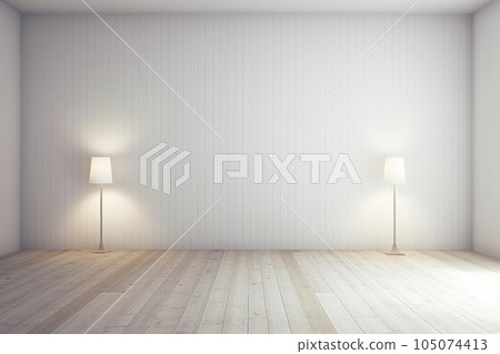 Empty bright room with modern floor and walls, Generative AI 105074413