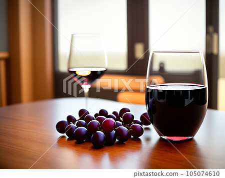 Realistic grapes wine cozy detailed warm lighting. Realistic grapes wine cozy detailed warm lighting. 105074610