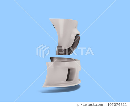 Sport car custom upgrade kit set of details for body bumpers  left view 3d render on blue 105074811