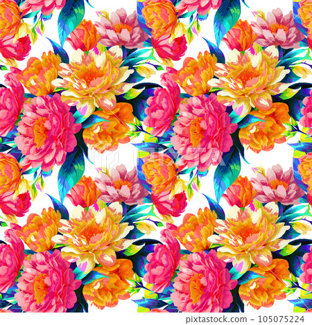 Floral shape watercolor seamless pattern. 105075224