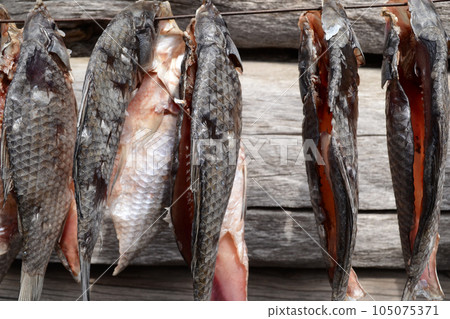 salted fish, dried fish, dried fish dries in the sun, beer appetizer 105075371