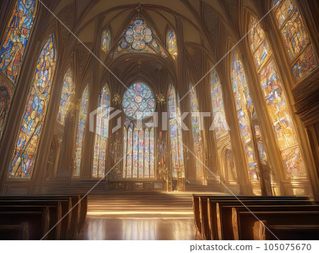 Majestic royal palace hall or luxurious holy church interior Majestic royal palace hall or luxurious holy church interior 105075670
