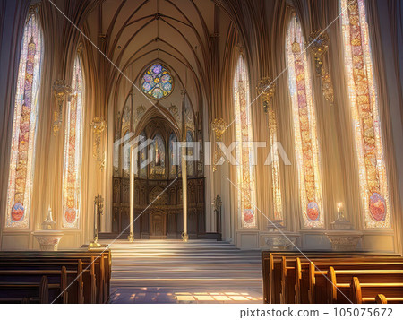 Majestic royal palace hall or luxurious holy church interior Majestic royal palace hall or luxurious holy church interior 105075672