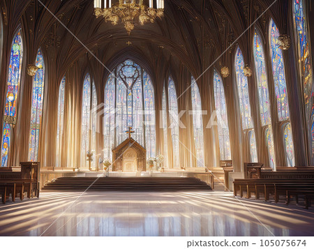 Majestic royal palace hall or luxurious holy church interior Majestic royal palace hall or luxurious holy church interior 105075674