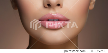 lip fillers, highlighting the transformation of lips into a plumper and more youthful state. AI generated 105075746