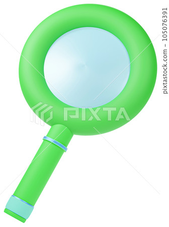 3d render of green magnifying glass isolated on white 3d render of green magnifying glass isolated on white 105076391
