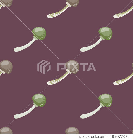 Seamless pattern with toadstool mushrooms. Magical fly agaric wallpaper. Seamless pattern with toadstool mushrooms. Magical fly agaric wallpaper. 105077023
