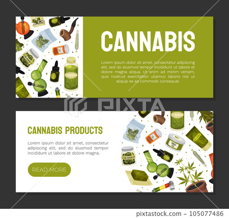 Cannabis or Hemp Drug Banner Design Vector Template 105077486