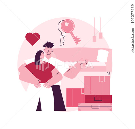 Cohabitation abstract concept vector illustration. Living together, cohabitation agreement, common law relationship, lovely couple, college roommate, moving together abstract metaphor. Cohabitation abstract concept vector illustration. Living together, cohabitation agreement, common law relationship, lovely couple, college roommate, moving together abstract metaphor. 105077489