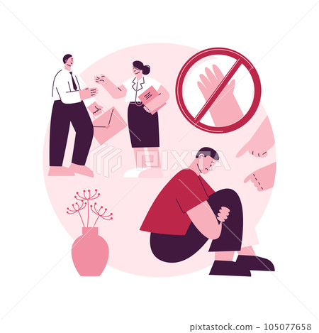 Racial discrimination abstract concept vector illustration. Discrimination based on skin colour, racial or ethnic origin, bullying and harassment, equal rights, prejudice abstract metaphor. 105077658