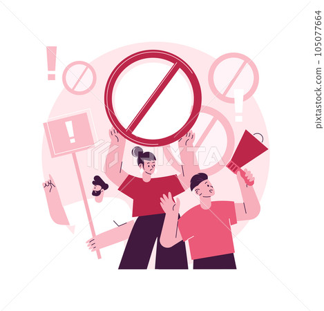 Public backlash abstract concept vector illustration. Public reaction, bias and discrimination, minority rights, group protest, social media, sexual harassment, people outrage abstract metaphor. 105077664