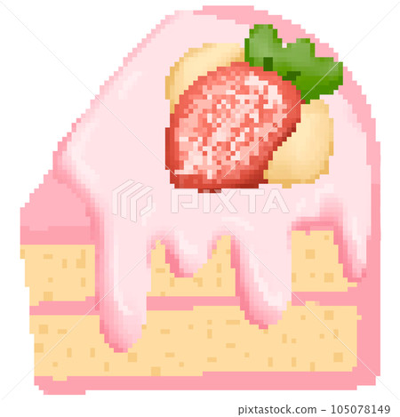 Cute strawberry layer cake in pixel art 105078149