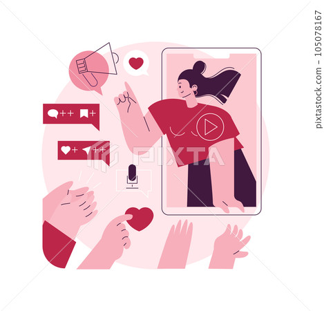 Vlog abstract concept vector illustration. Video blog, website vlog popularity and monetization, attract followers and subscription, viral content, social media platform posting abstract metaphor. Vlog abstract concept vector illustration. Video blog, website vlog popularity and monetization, attract followers and subscription, viral content, social media platform posting abstract metaphor. 105078167