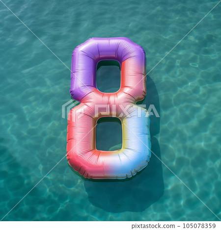Colorful Air Mattress in the Shape of the Number 8 Eight 105078359