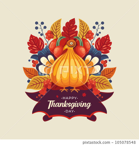 Happy Thanksgiving Day. Vector Illustration Happy Thanksgiving Day. Vector Illustration 105078548