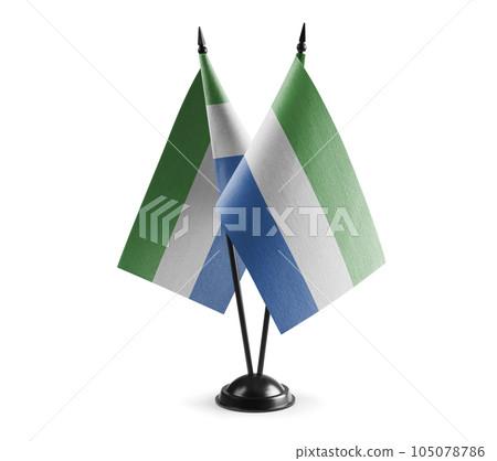 Small national flags of the Sierra Leone on a white background 105078786