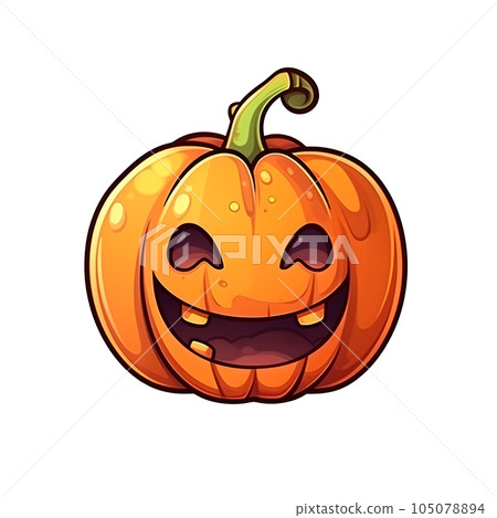 halloween cute cartoon pumpkin character smile isolated on white background generative AI. 105078894
