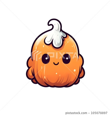 halloween cute cartoon pumpkin character smile isolated on white background generative AI. 105078897