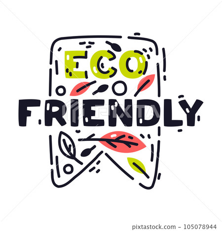 Eco Friendly Badge and Ecology Emblem Vector Illustration Eco Friendly Badge and Ecology Emblem Vector Illustration 105078944