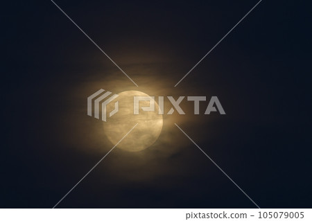 Hakushu Town, Hokuto City, small moon in July rising between clouds 105079005