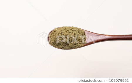 Top View Hemp Protein Powder On Wooden Spoon On Beige Background. Green Super Food, Healthy Lifestyle. Nutritional Supplement, Plant-based Protein. Horizontal Plane, Flat Lay Copy Space For Text. Top View Hemp Protein Powder On Wooden Spoon On Beige Background. Green Super Food, Healthy Lifestyle. Nutritional Supplement, Plant-based Protein. Horizontal Plane, Flat Lay Copy Space For Text. 105079961